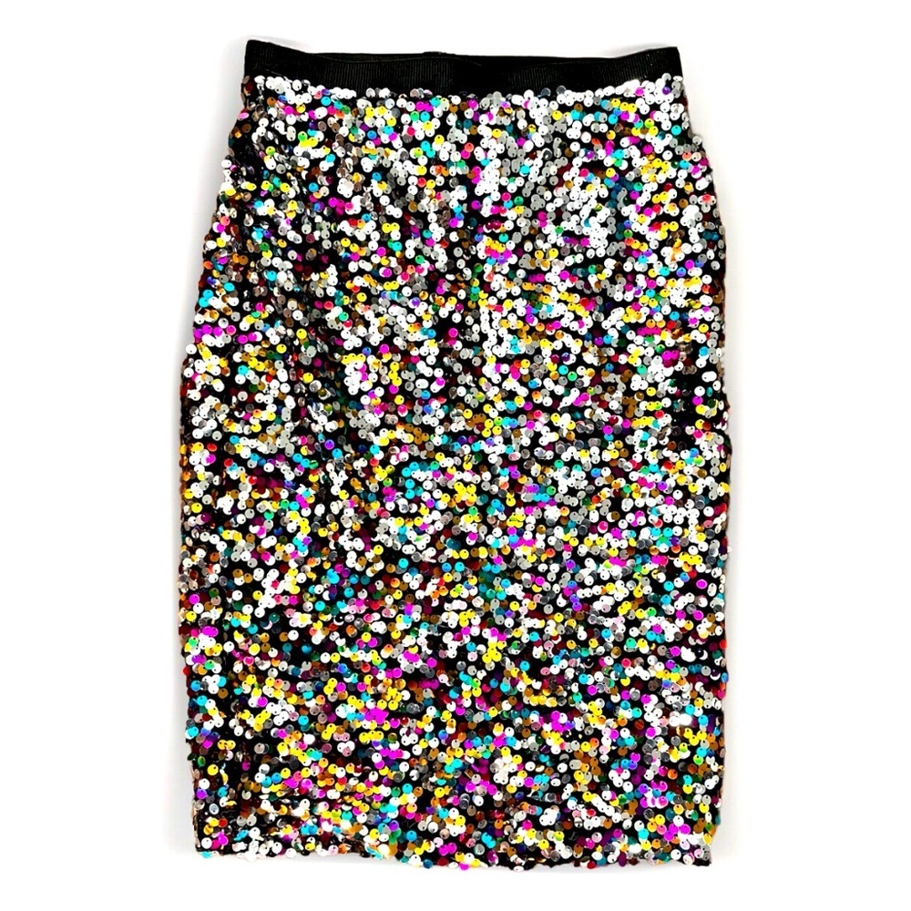 Women's H&M Sparkly Glitter Multicolour Sequin Pencil Knee Skirt XS Eras Tour​​